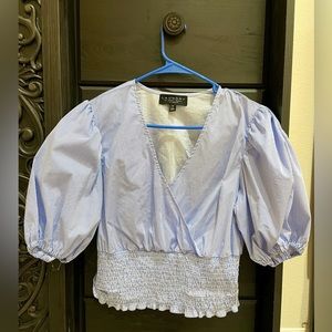 Puff sleeve striped business blouse